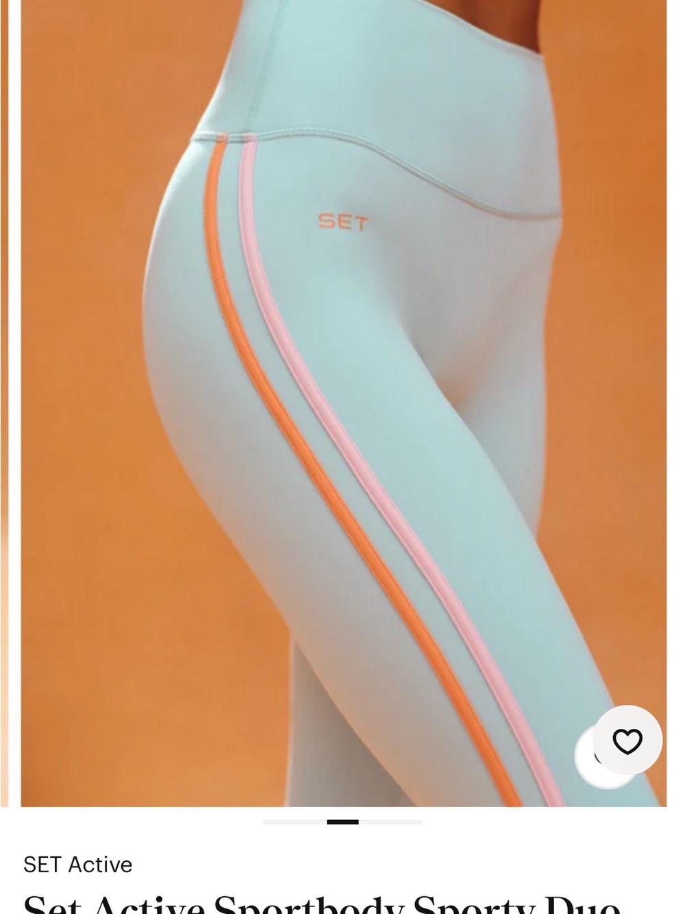 SET Active Light Aqua High-Waist Leggings with Pink & Orange Side Stripes